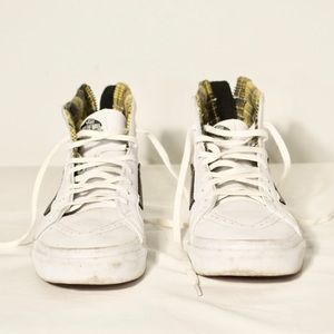 White Vans Hi-Tops with Black Accent